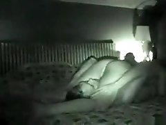 Blonde girl with great ass has 69 and cowgirl sex on the bed in night vision
